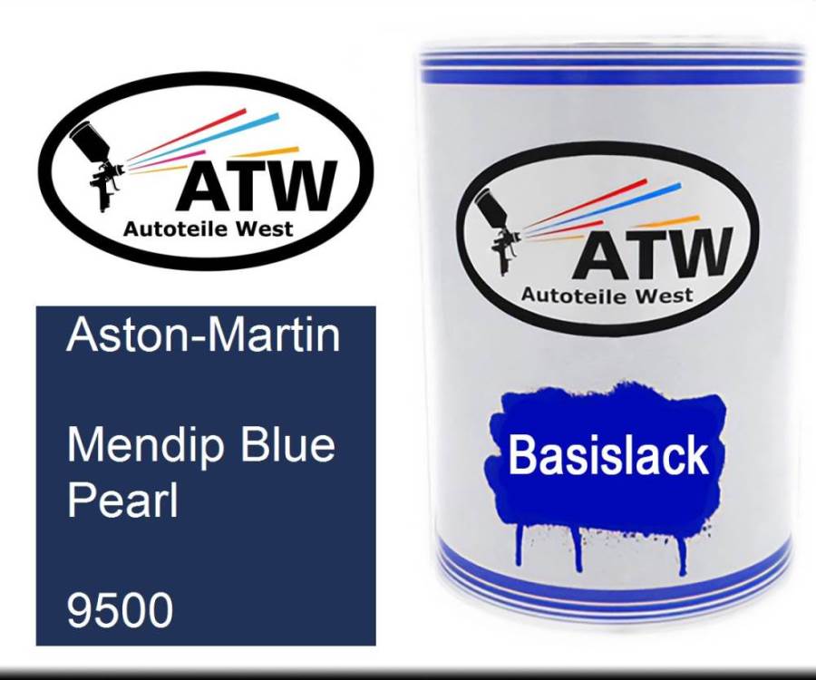 Aston-Martin, Mendip Blue Pearl, 9500: 500ml Lackdose, von ATW Autoteile West.